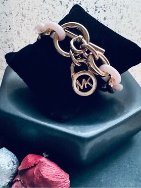 MK Blush Pink and Gold Chain Bracelet- with MK logo